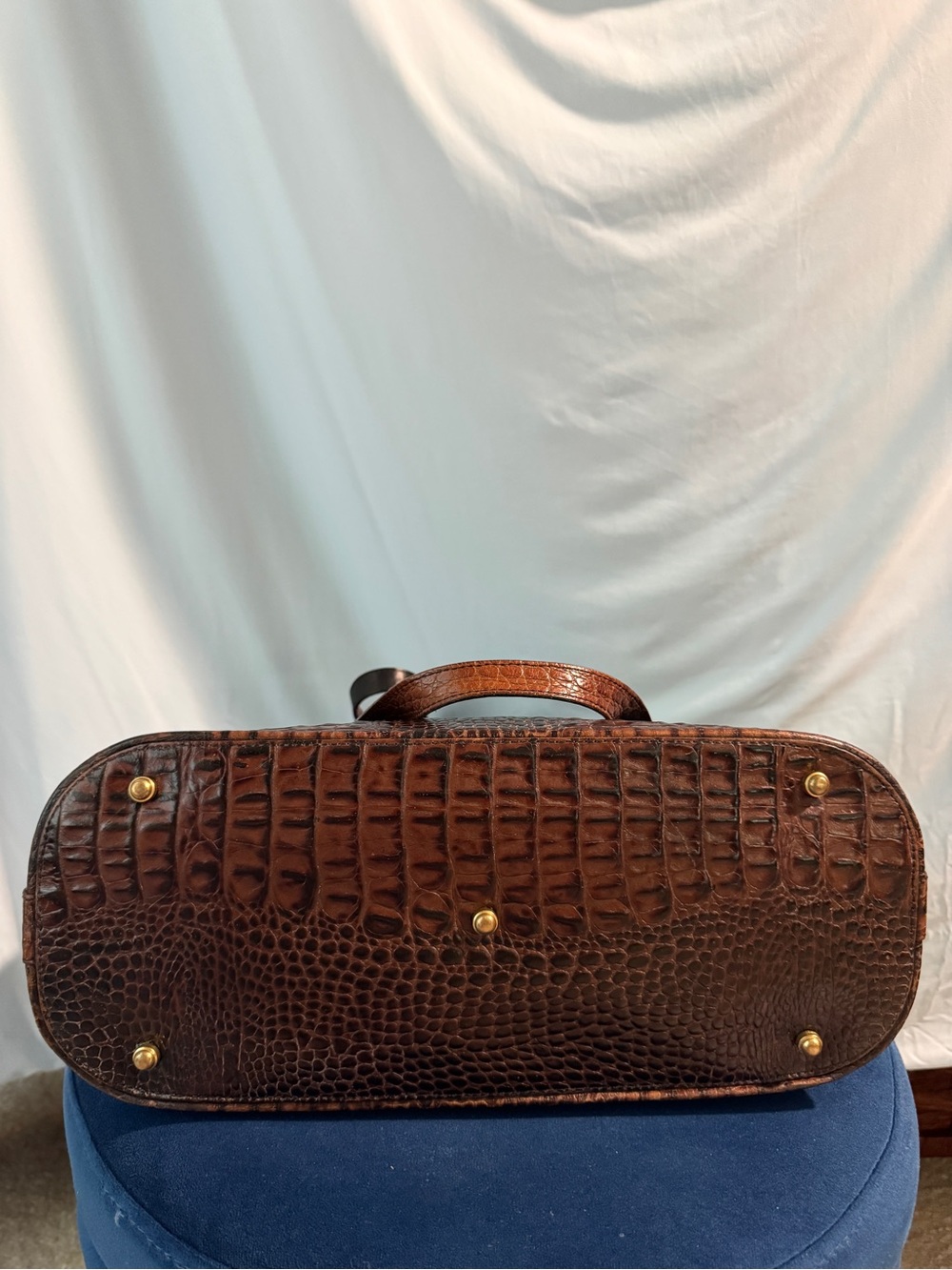 Brahmin Tuscan Collection Tote Shoulder Bag Black Leather Brown Croc Embossed - Picture 6 of 16